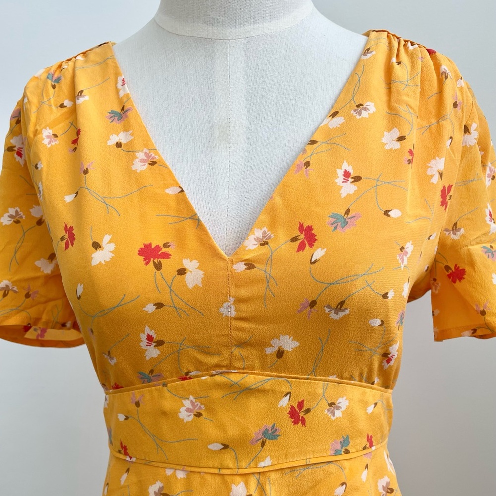 Madewell Silk Yellow Floral Dress